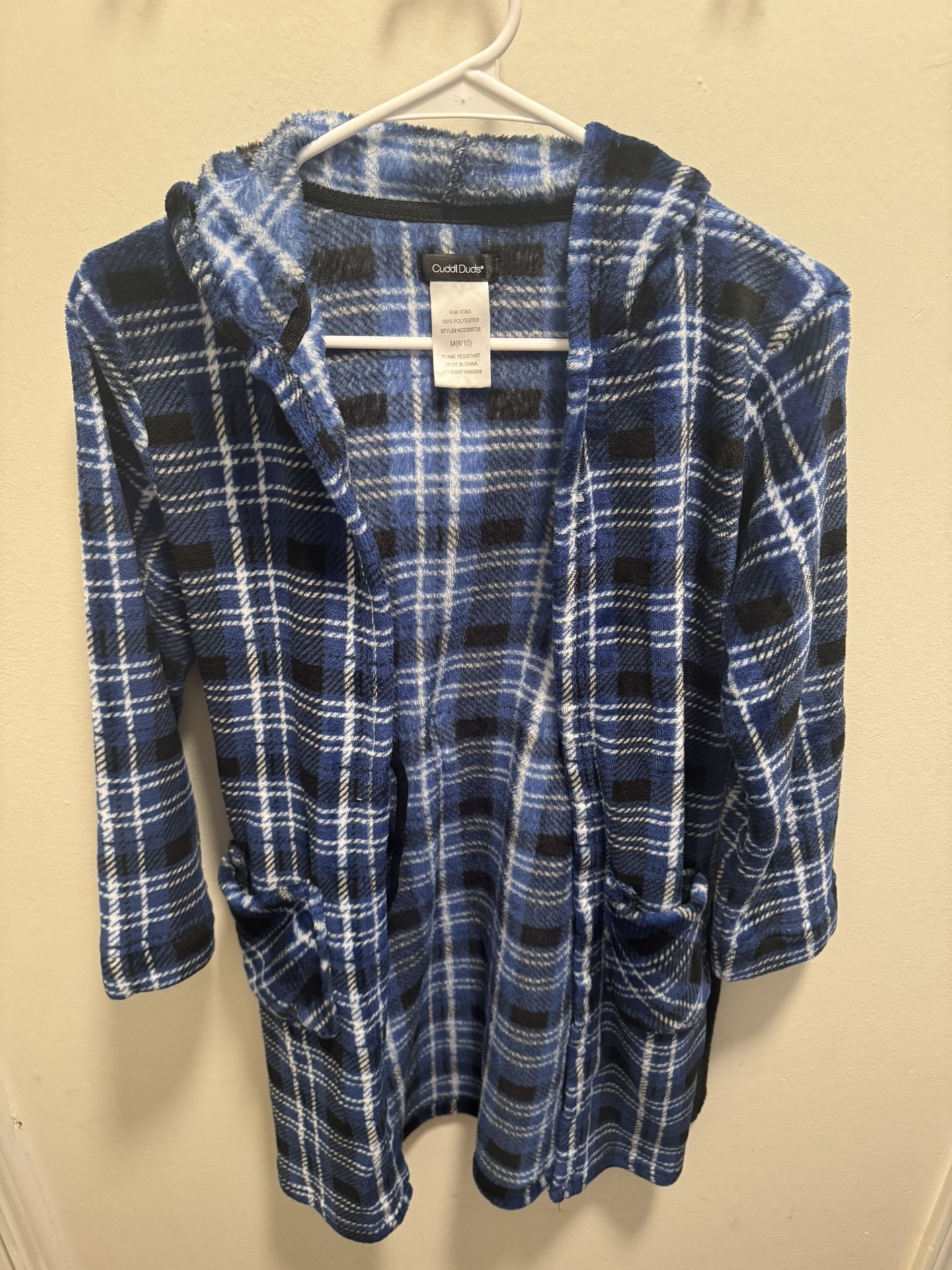 Boys Stripe Blue/black/ white Robe, Size 8/10, Gently Used