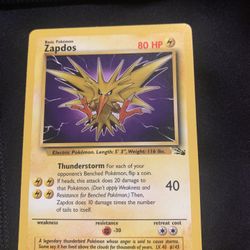 Rare Zapdos 30/62 Fossil Pokemon Card Collectible 