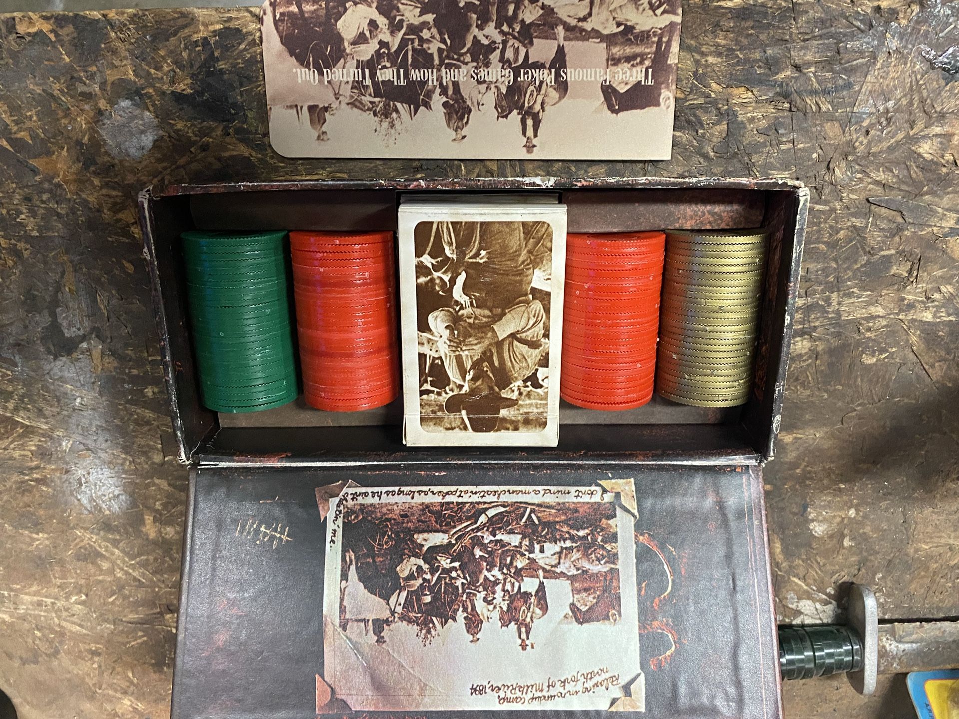 Vintage poker chips and cards