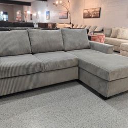 Brand new grey corduroy Sectional Sofa Couch