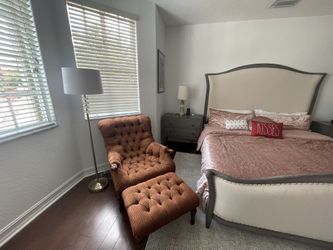 Tufted English Chair with Matching Ottoman 