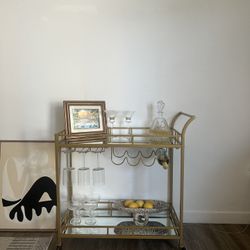 Gold And Glass Bar Cart