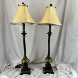 20th Century Rein Metal Faux Buffet Table Lamps 