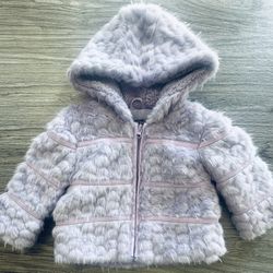 Ok Kids! baby-girls Heart Quilt Jacket With Faux Fur Trim Hood 18mo