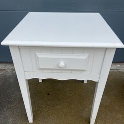 White wood side table