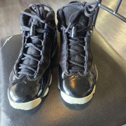 Nike Air Jordan 6 Rings Black Metallic Gold Kids Shoes 322992-007 Size 5Y