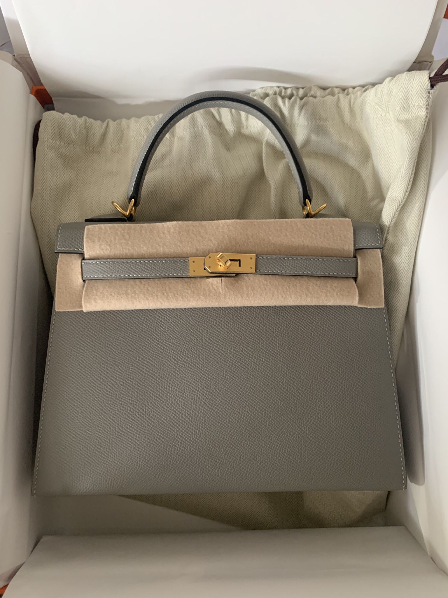 Hermès Kelly Epsom Grey 25cm