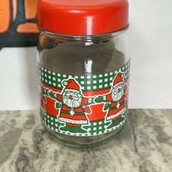 Vintage Carlton Glass Santa Clause Canister Candy Jar Holiday Christmas Storage