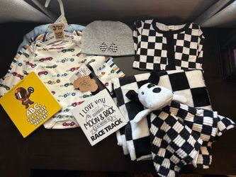 Race car/checkered baby items