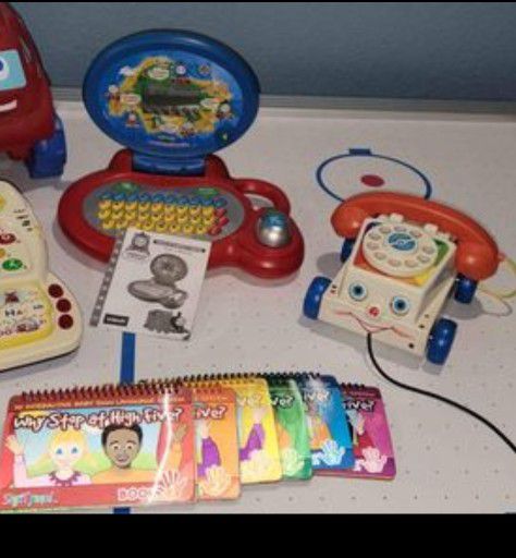 Thomas & Friends Learn & Explore Laptop,   3D 6 Book Sign Language System,  & Fisher Price Phone,  