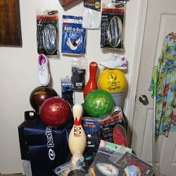 Bowling Lot Consisted Of Bowling Balls And Accessories
