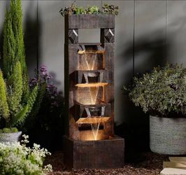 2036 40.9 in Modern Outdoor Water Fountain, 4-Tier Waterfall with LEDs
Planter Waterfall, Warm LED Glow, Gentle Water Sound, Weather-Resistant Resin,P