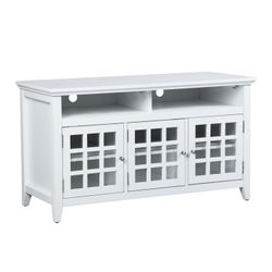 Homy Casa TANEKA Modern MDF TV Stand, 48" Media Console Cabinet, White,Open Box
