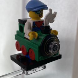 Lego Minifigure col25-10 Train Kid Series 25 Complete Set w/ Stand & Accessories (Rare Collectors Item!)
