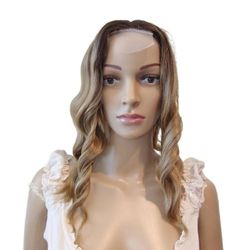 Brand-New 14-Inch Lace-Front Ombre-Blonde Synthetic Wig w/Middle Part and Modern-Wavy Style