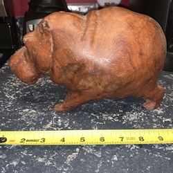 Vintage Hand carved solid wood hippo house hippo hippopothmus