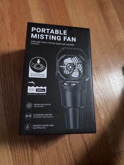 Golf Cart & Car Cup Holder Misting Fan 900ml Leak-Proof, 24H