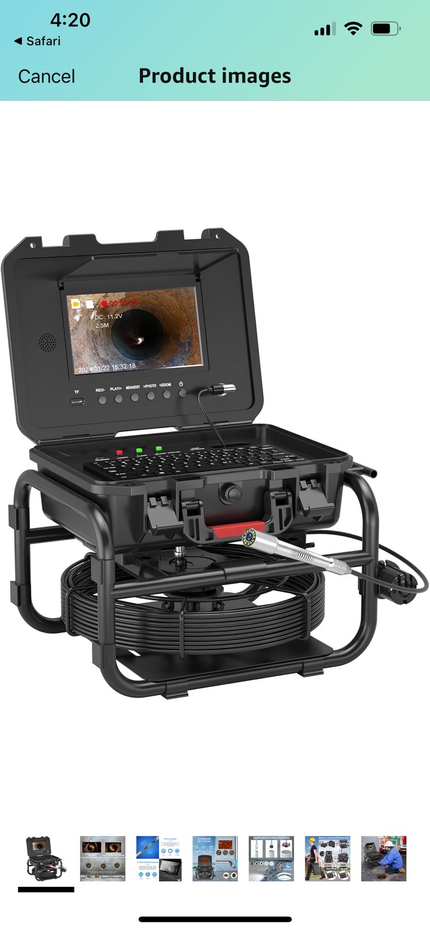 Sanyipace Sewer Camera Self Leveling 131FT/40M Drain Camera with 512Hz Transmitter Meter Counter Pipe Inspection Camera with Microphone Speaker DVR