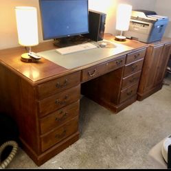 Ethan Allen Executive desk And Side cabinet 