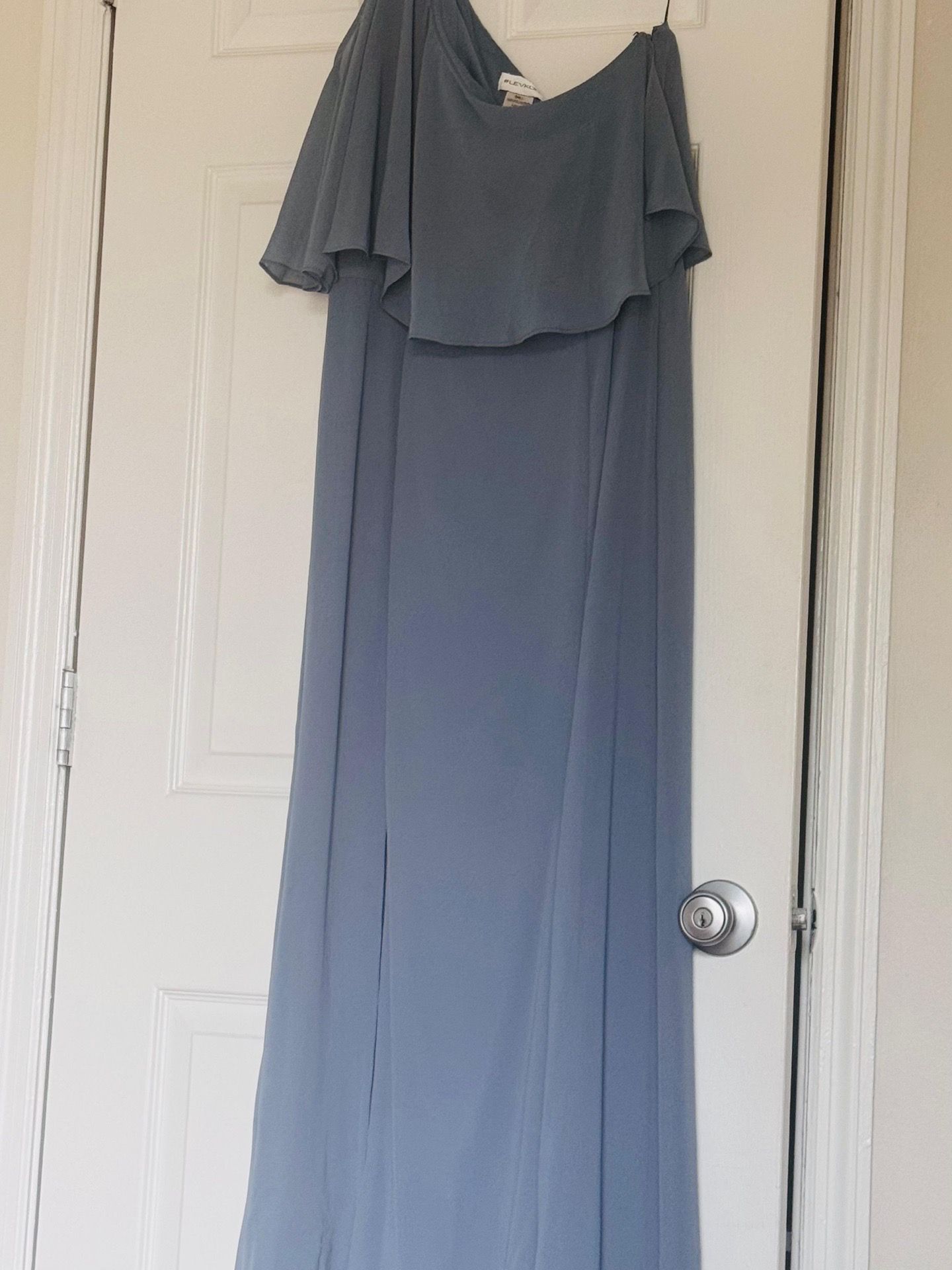 Levkoff Dusty Blue One-Shoulder Formal Dress Size 12