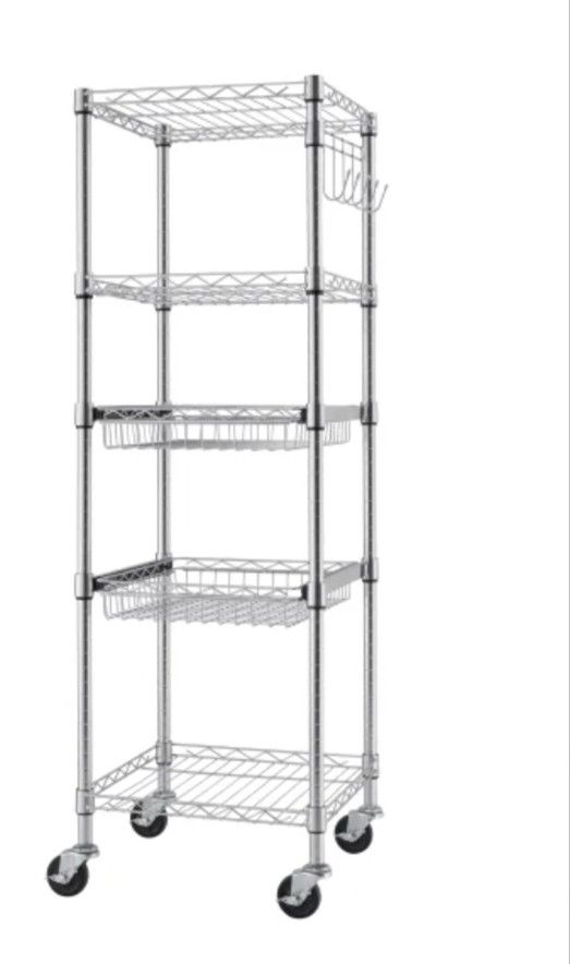 5 Tiers Rolling Rack Steel