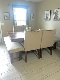 Real wood dining room table set