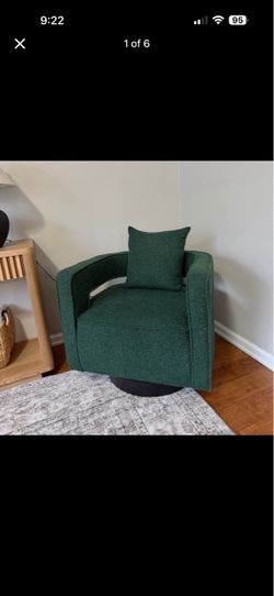 Green Boucle Swivel Accent Chair