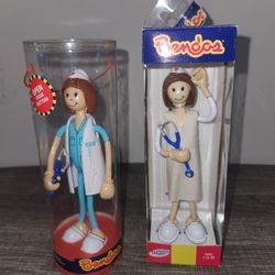 Set of 2 Rare Vintage Bendos Bendable Posable Figures