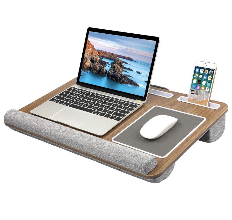 HUANUO Lap Desk - Fits up to 17 inches Laptop Desk, Built in Mouse Pad & Wrist Pad for Notebook, MacBook, Tablet, Laptop Stand with Tablet, Pen & Pho