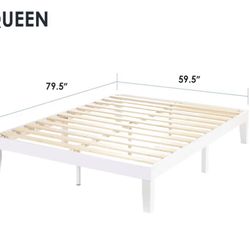 White Queen Wood Bed Frame