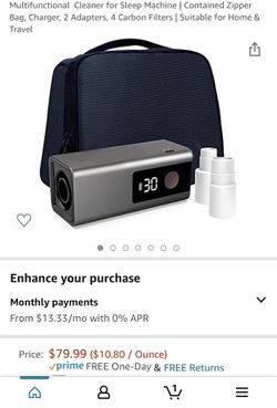 Multifunctional Cleaner for Sleep Machine | Contained Zipper Bag, Charger, 2 Adapters, 4 Carbon Filters | Suitable for Home & Travel