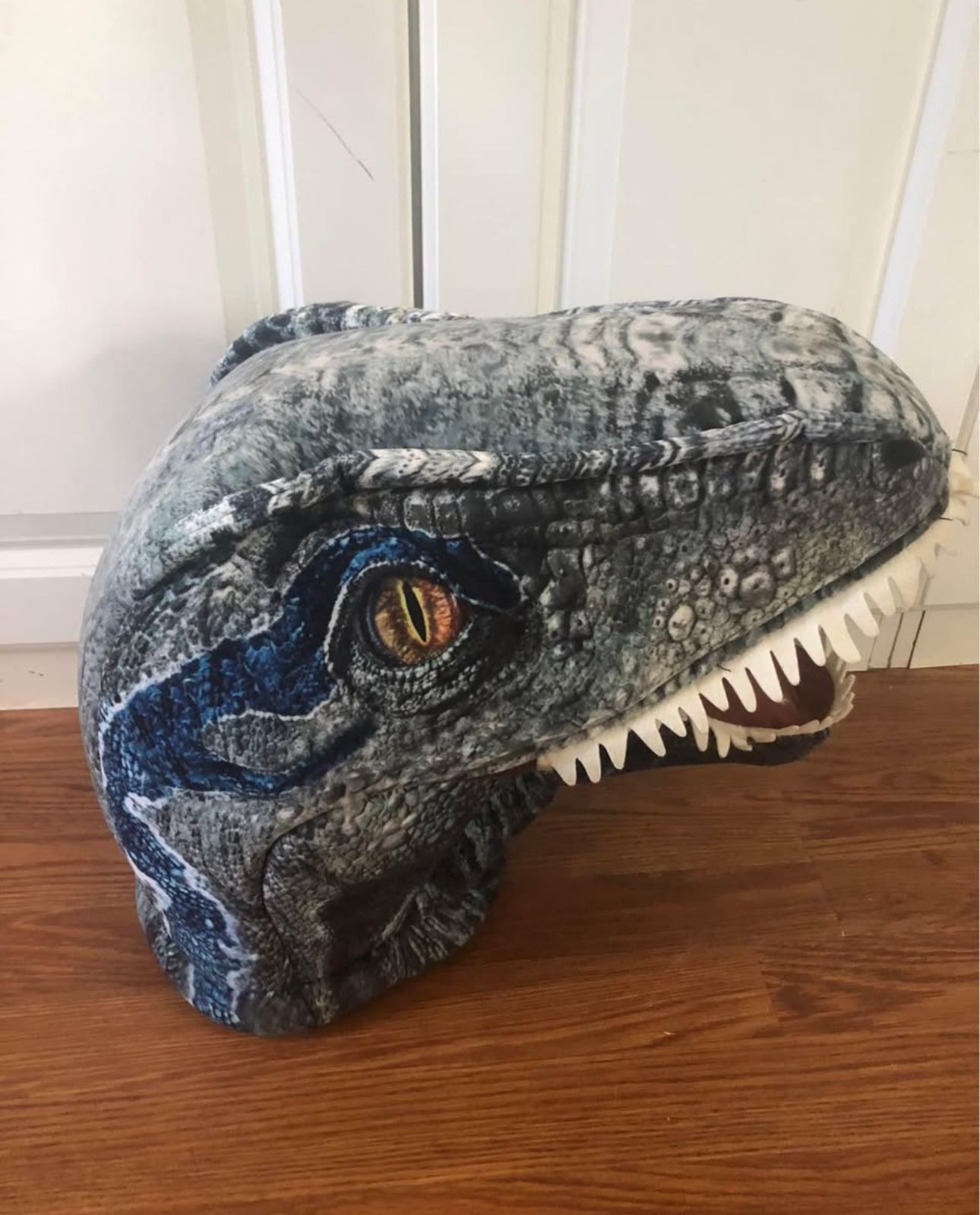 jurassic park blue velociraptor mask head halloween costume