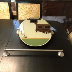 Oval Tilt Mirror With Matching Towel Bar