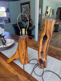 Rustic driftwood Wood Table Lamp Bases – Set of 2