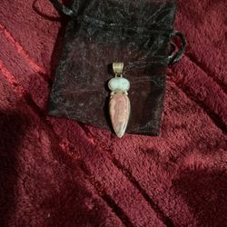 Sterling Silver Pendant Rhodochrosite & Larimar 