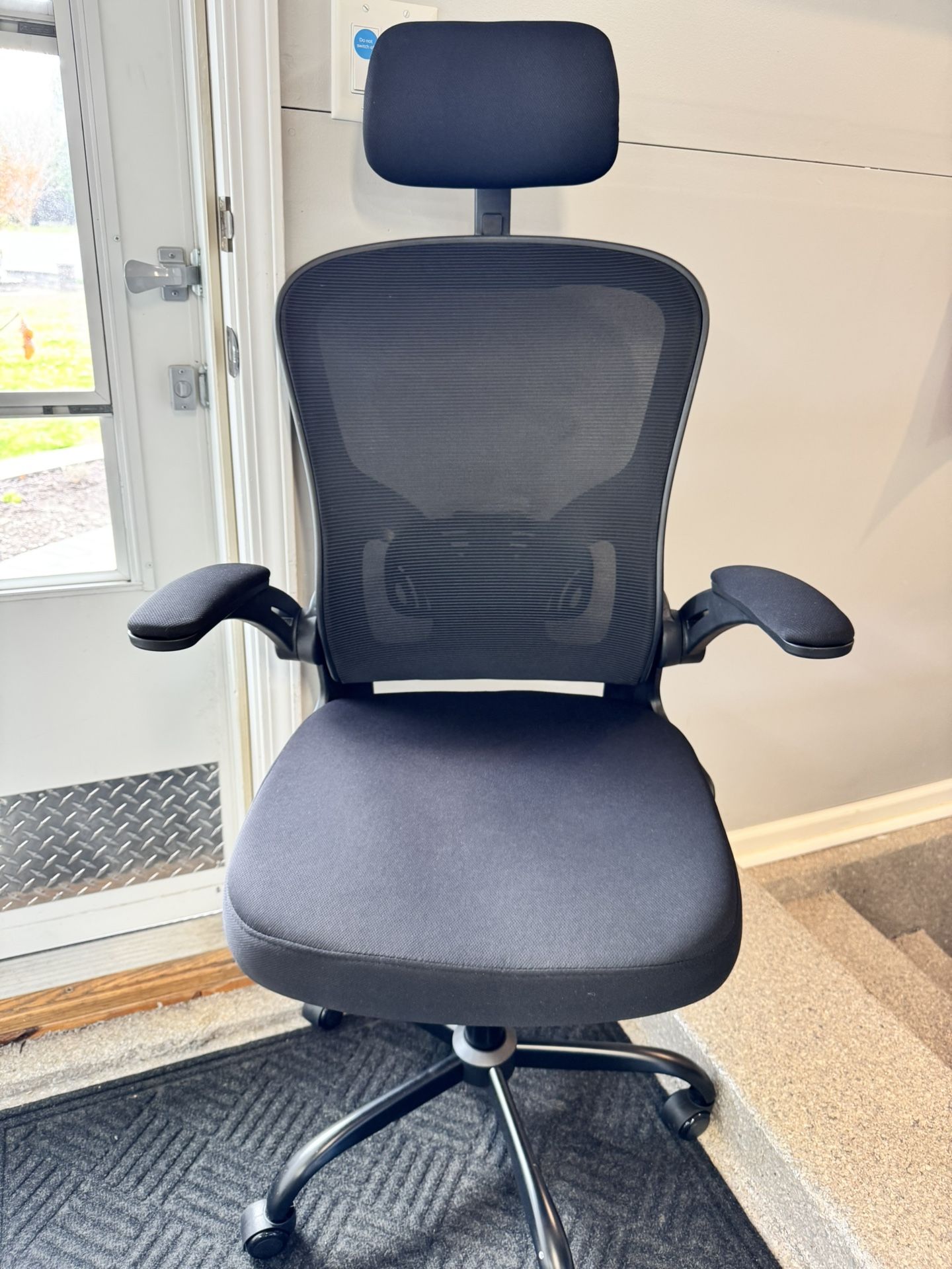 Brand New Black Mesh Tall Back Ergonomic Office Chair w/Flip Up Armrests & Adjustable Lumbar Support