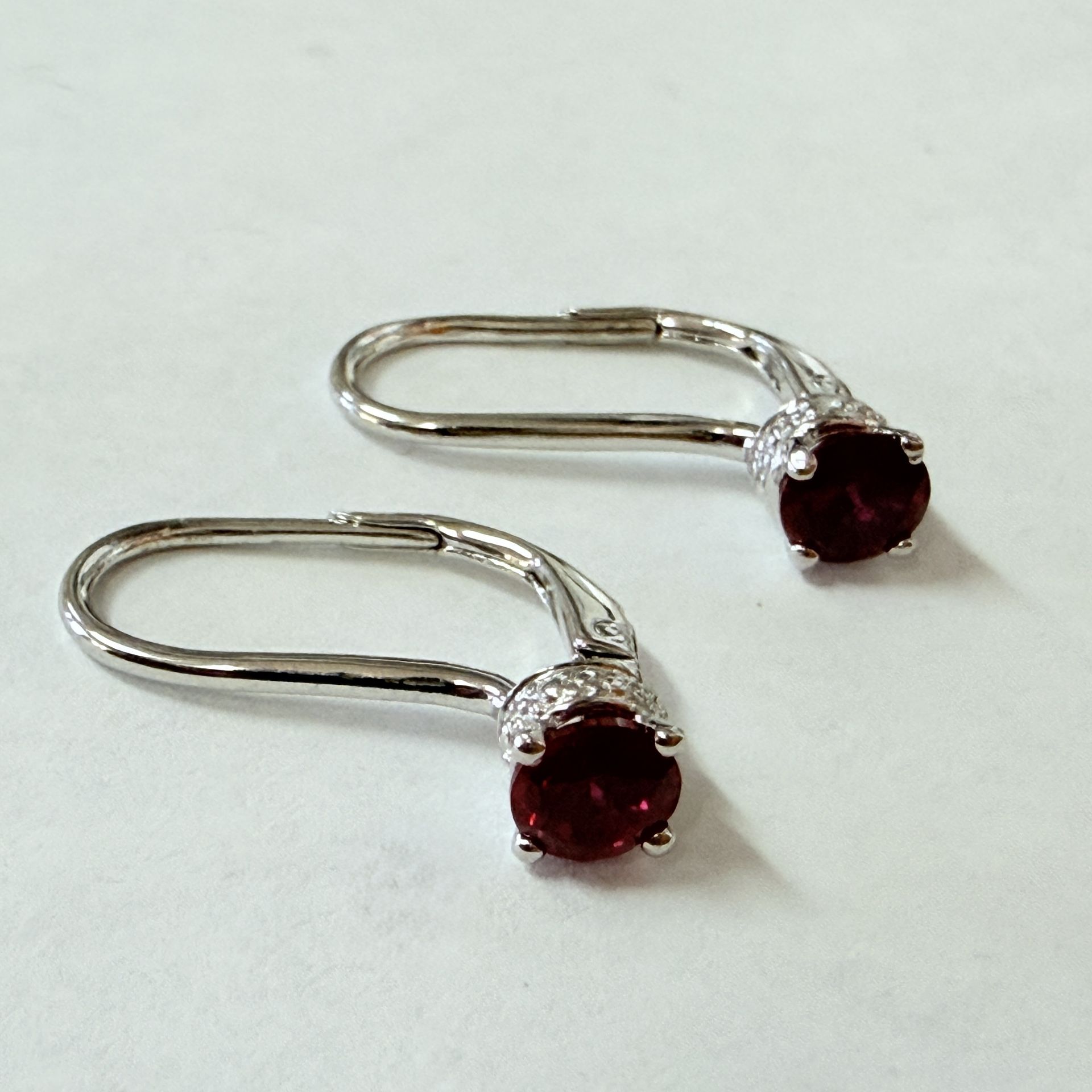 14K White Gold & Lab Grown Ruby Leverback Earrings,New Products : American Fashion Style Bags On Sale