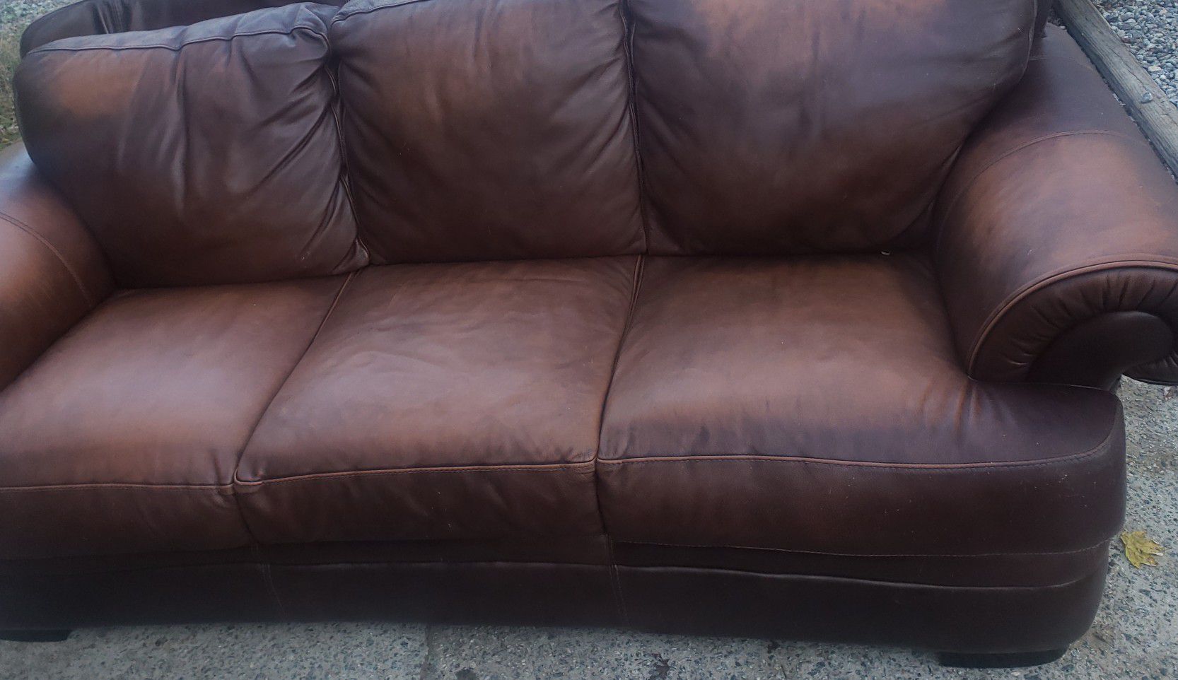 Leather brown sofa