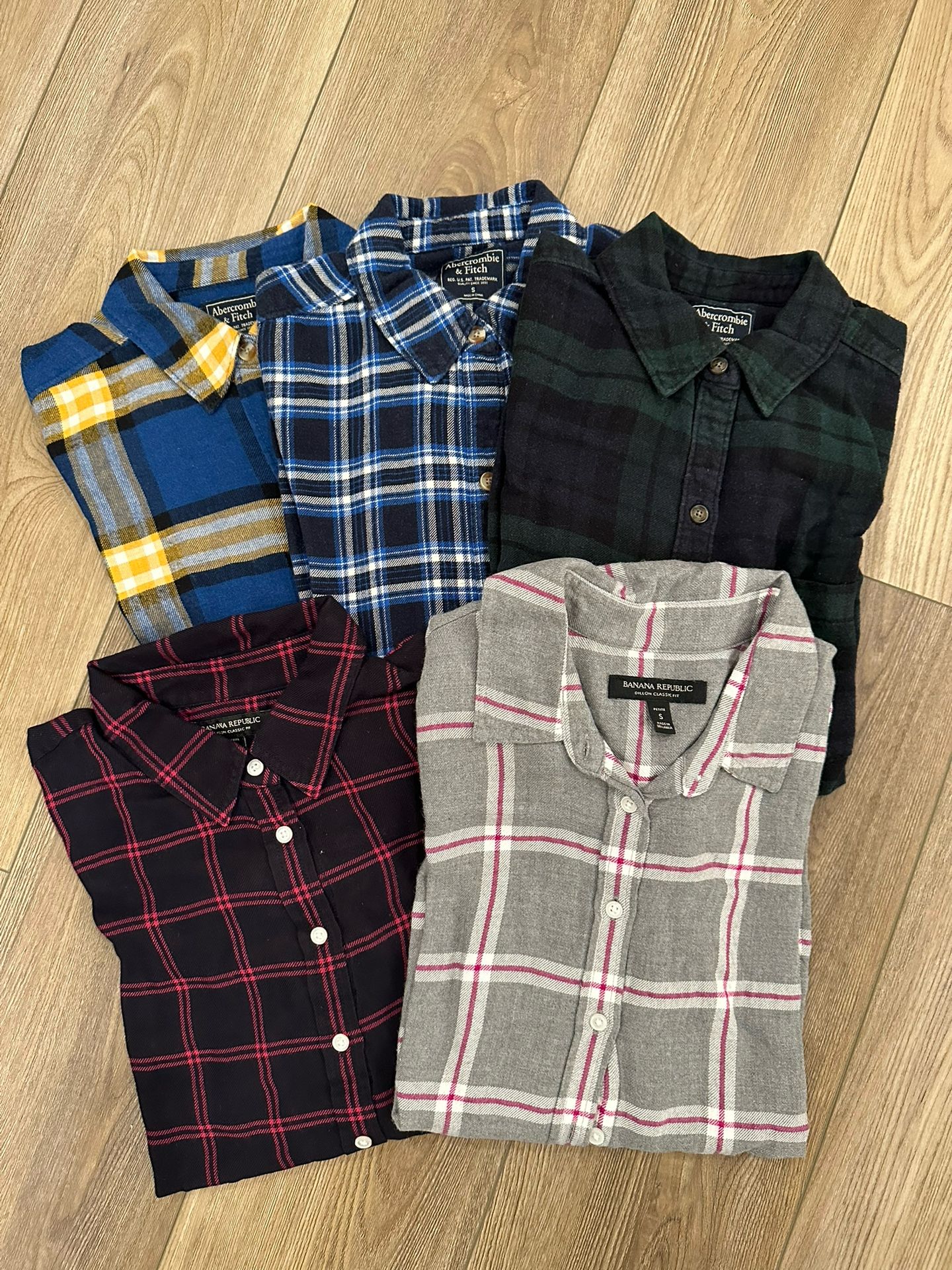 Lot of 5 Plaid Shirts Abercrombie & Fitch / Banana Republic