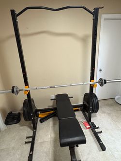 Squat rack with bench