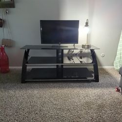 TV Stand, TV And Lamp 