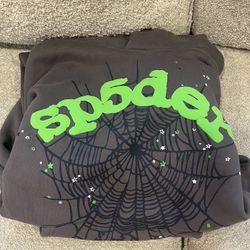 Gray & Green Sp5der Hoodie