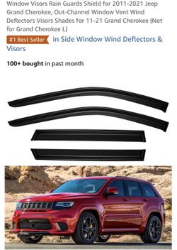Window Visors Rain Guards Shield for 2011-2021 Jeep Grand Cherokee, Out-Channel Window Vent Wind Deflectors Visors Shades for 11-21 Grand Cherokee (No