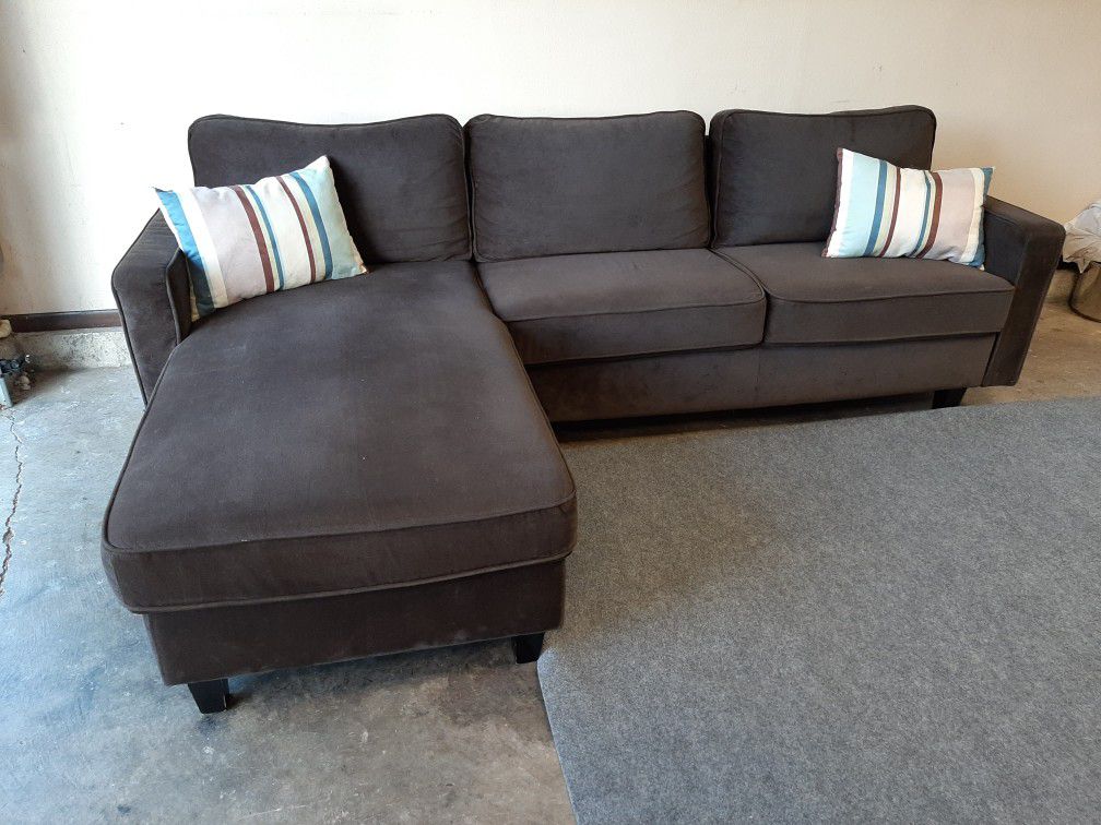 Gorgeous brown small sectional couch