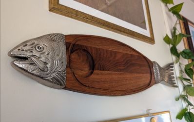 Vintage Mid-Century Teak Fish Serving Platter/Charcuterie Board – T©C