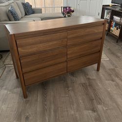 Mid Century Modern 6 Drawer Wooden Dresser