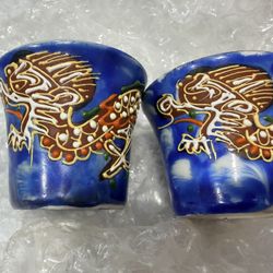 Set Of 2 vintage Japanese Moriage Dragonware sake cups - New
