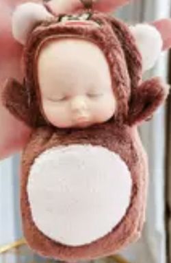 SMALL lil STUFFED MONKEY BABY DOLL ORNAMENT FRIEND