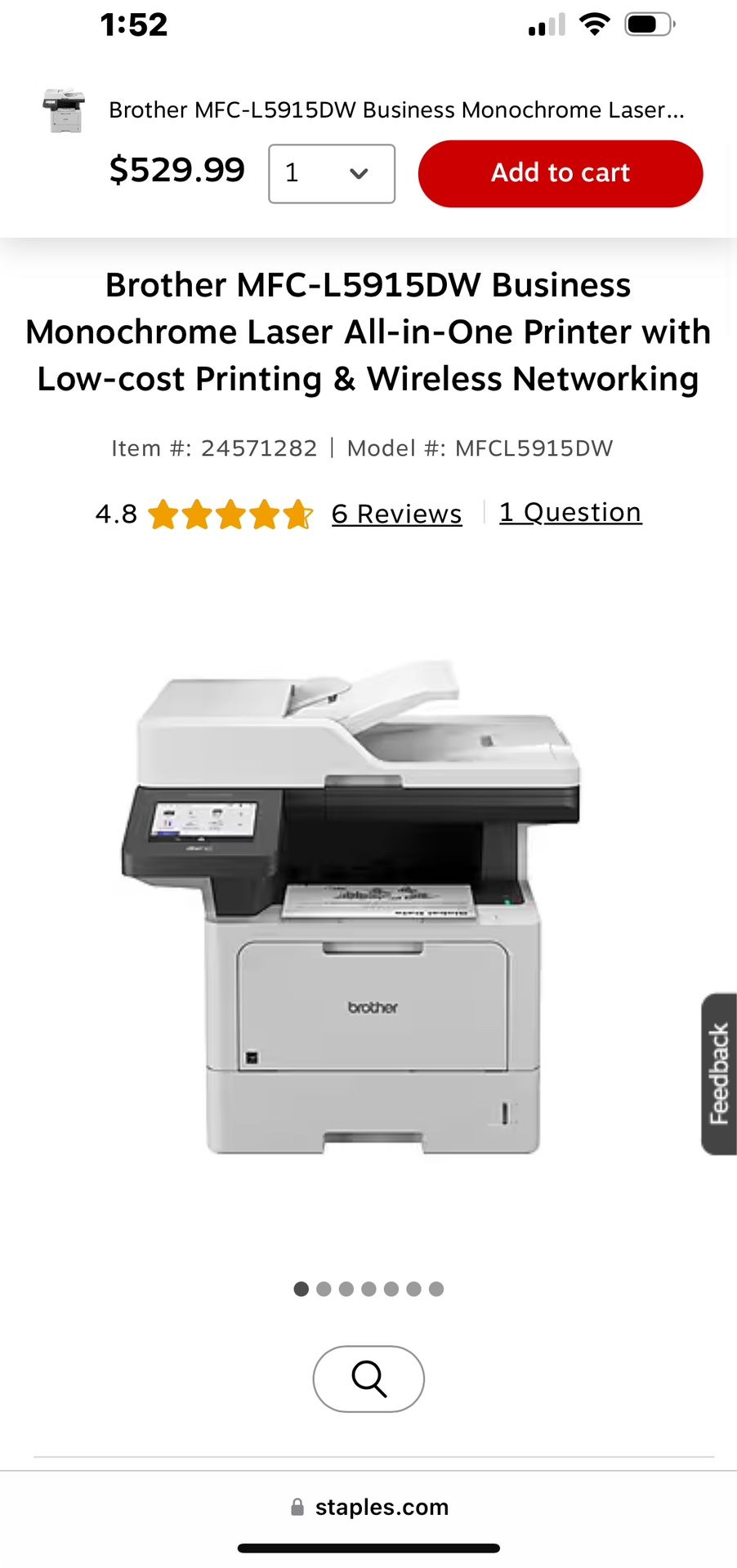 Brother MFC-L5915DW Business Monochrome Laser All-in-One Printer