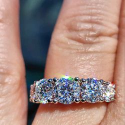 2.5 Carat Moissanite 18kt White Gold Plated Sterling Silver Ring